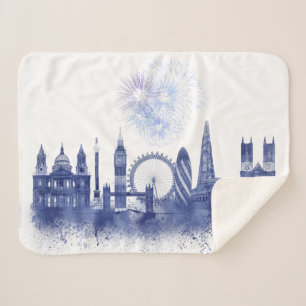London Skyline - Watercolor Blue Sherpadecke