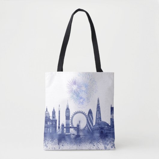 London Skyline - Watercolor Blue Tasche (Vorderseite)