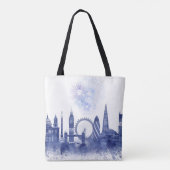 London Skyline - Watercolor Blue Tasche (Rückseite)