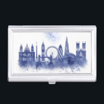 London Skyline - Watercolor Blue Visitenkarten Dose<br><div class="desc">London Skyline Watercolor Splash Blue von Fab Funky. Hier finden Sie die berühmten Londoner Sehenswürdigkeiten in einem Aquarell-Stil.</div>