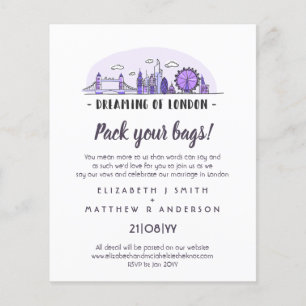LONDON Skyline Wedding Handvoll Budget Einladungen