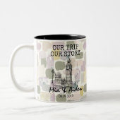 London skyline with pastel brushstroke background zweifarbige tasse (Links)