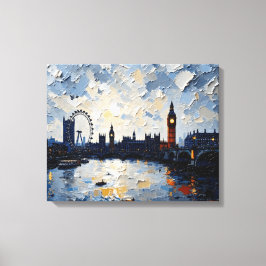 London Skyline Wrapped Canvas | Impasto Oil Paint Leinwanddruck