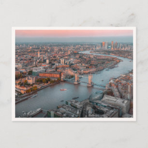 London Sonnenuntergang Luftaufnahme Skyline Themse Postkarte