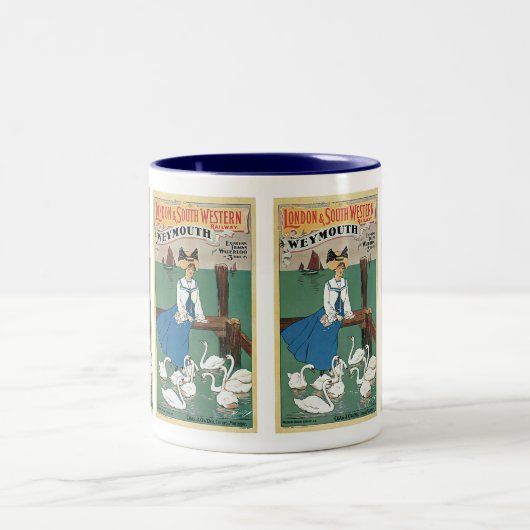 London & Southwest ~ Weymouth Zweifarbige Tasse (Mittel)