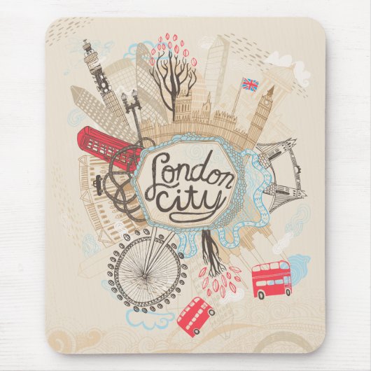London-Stadt-Gekritzel-Kunst Mousepad (Vorne)