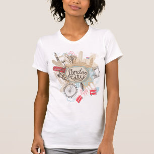 London-Stadt-Gekritzel-Kunst T-Shirt
