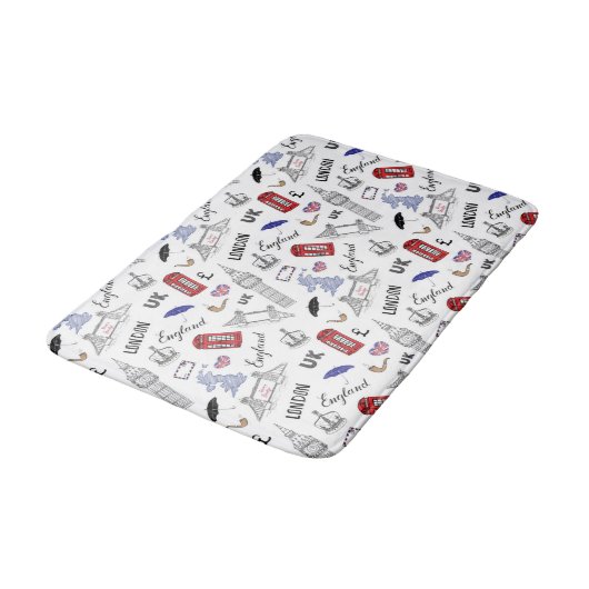 London-Stadt kritzelt Muster Badematte (Schrägansicht)