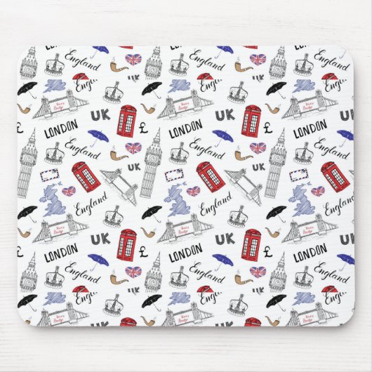 London-Stadt kritzelt Muster Mousepad (Vorne)