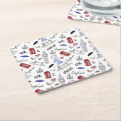 London-Stadt kritzelt Muster Rechteckiger Pappuntersetzer (angewinkelt)