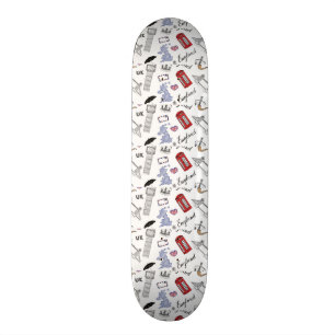 London-Stadt kritzelt Muster Skateboard