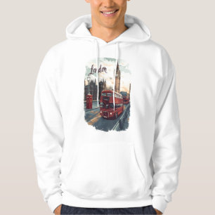London Stadtbild mit Doppeldeckerbus & Big Ben Hoodie