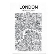 London Stadtplan – Minimalistische Schwarz-Weiß-Ku