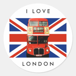London Stickers mit Bus und Britische Flagge 2