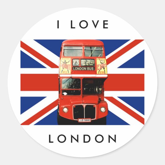 London Stickers mit Bus und Britische Flagge 2 (Vorderseite)
