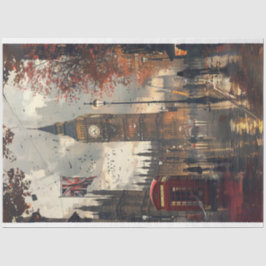 London Street Phone Booth Decoupage Seidenpapier