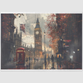 London Street Phone Booth Landscape Decoupage Seidenpapier