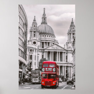 London Street Szene rot London Bus farbene Kunst a Poster