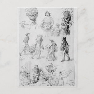 London Street Vendors: The Cries of London, 1843 Postkarte