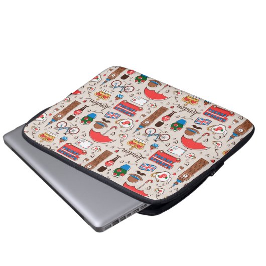 London-Symbol-Muster Laptopschutzhülle (Vorne Knopf)