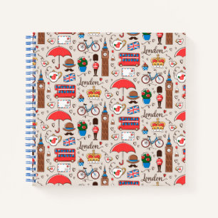 London Symbole Muster Notizblock