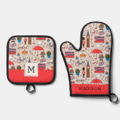 London Symbole Muster Ofenhandschuh & Topflappen-Set (Vorderseite)