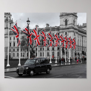 London Szene UK Grau & Rot Poster