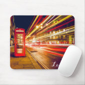 London Telefone Booth Bus City Street in der Nacht Mousepad (Mit Mouse)