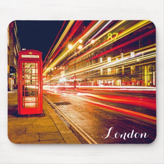 London Telefone Booth Bus City Street in der Nacht Mousepad (Vorne)