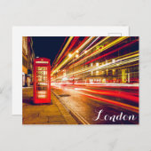 London Telefone Booth Bus City Street in der Nacht Postkarte (Vorne/Hinten)