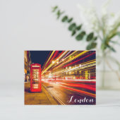 London Telefone Booth Bus City Street in der Nacht Postkarte (Stehend Vorderseite)