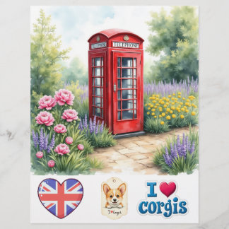 London Telefonzelle Corgi Scrapbook Papier