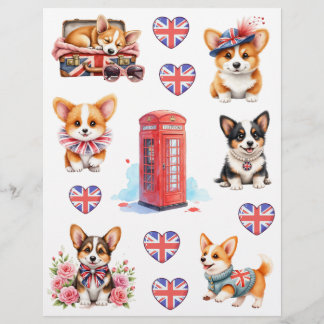 London Telefonzelle und Corgi Scrapbook Papier