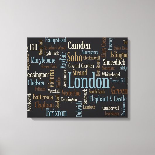 London Text Map Leinwanddruck (Vorderseite)