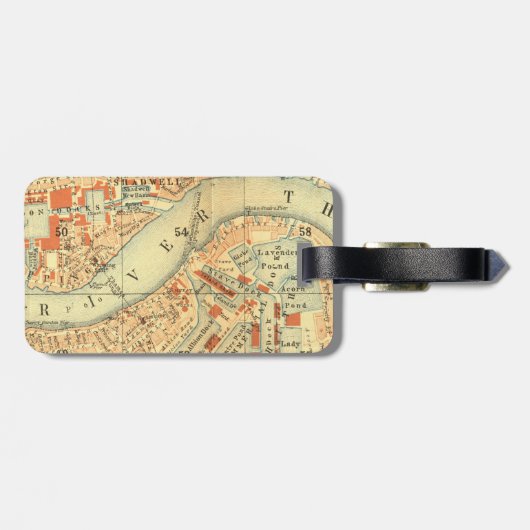 London Thames Vintage Karte Gepäckanhänger (Rückseite horizontal)