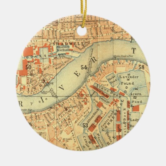 London Thames Vintage Karte Keramik Ornament (Vorne)