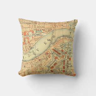London Thames Vintage Karte Kissen