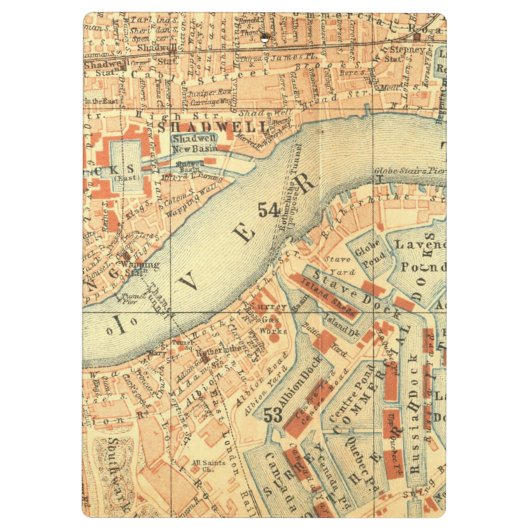 London Thames Vintage Karte Klemmbrett (Rückseite)