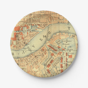 London Thames Vintage Karte Pappteller