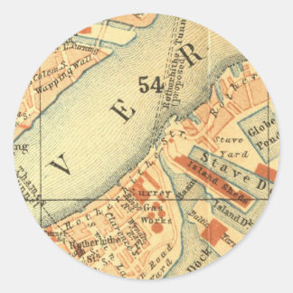 London Thames Vintage Karte Runder Aufkleber