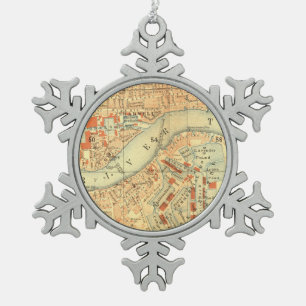London Thames Vintage Karte Schneeflocken Zinn-Ornament