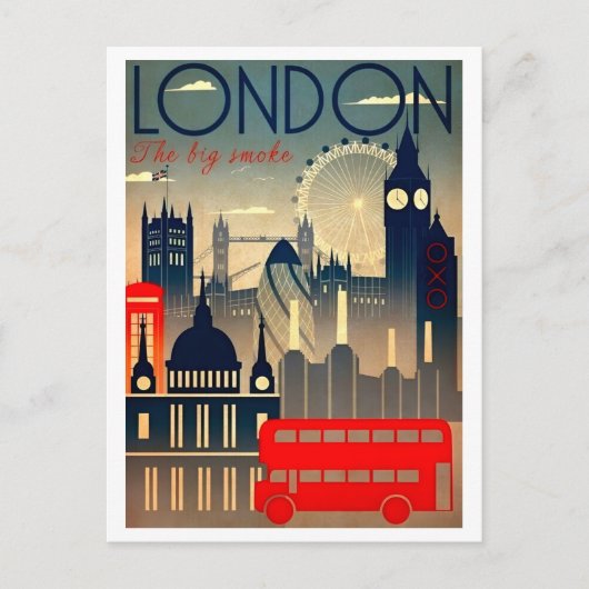 London The Big Smoking Travel Holiday Retro Postkarte (Vorderseite)