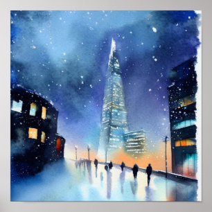 London-The Shard (B), Aquarell Poster