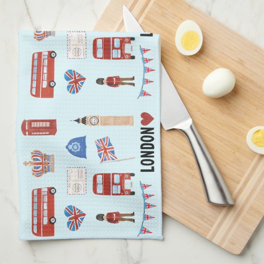 London Theme Kitchen Teetuch Geschirrtuch (Viertel Falte)