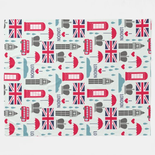 London Themed Fleece Blanket (Vorderseite (Horizontal))