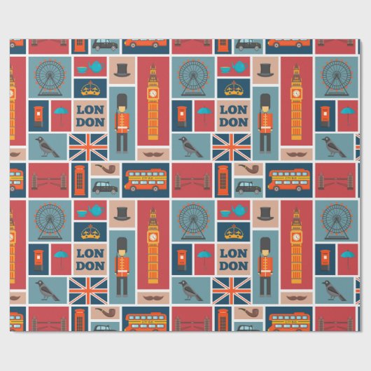 London Themed Geschenkpapier (Flach)