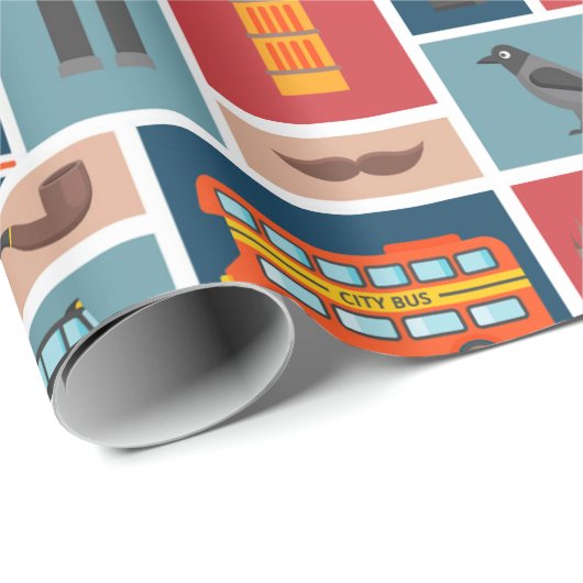 London Themed Geschenkpapier (Rolleneckpunkt)