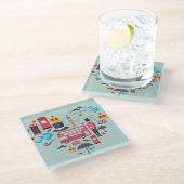 London Themed Glasuntersetzer (Schrägansicht)