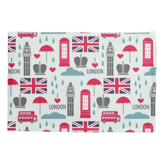 London Themed Pillow Case Kissenbezug (Rückseite-Links)