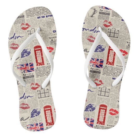 London Themed Seamless Pattern mit Telefonkabinen Badesandalen (Fußbett)